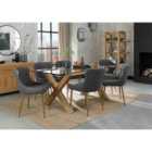 Cannes Clear Glass 6 Seater Dining Table & 6 Cezanne Dark Grey Faux Leather Chairs