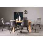 Cannes Clear Glass 6 Seater Dining Table & 6 Fontana Grey Velvet Fabric Chairs