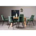 Cannes Clear Glass 6 Seater Dining Table & 6 Fontana Green Velvet Fabric Chairs