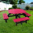 NBB Recycled Plastic Octagonal 200cm Picnic Table - Cranberry Red