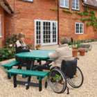 NBB Recycled Plastic Octagonal Picnic Table with one Wheelchair Space - Green
