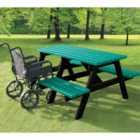 NBB A-Frame Wheelchair Access Recycled Plastic Picnic Table - Green