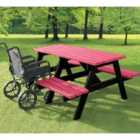 NBB A-Frame Wheelchair Access Recycled Plastic Picnic Table - Cranberry Red
