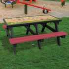 NBB ABC Activity Top Recycled Plastic Table with Benches - Cranberry Red