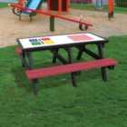 NBB Map Activity Top Recycled Plastic Table with Benches - Cranberry Red