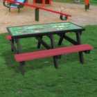 NBB Green Cross Code Activity Top Recycled Plastic Table with Benches - Cranberry Red