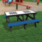 NBB Double Chess Activity Top Recycled Plastic Table with Benches - Blue