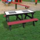 NBB Double Chess Activity Top Recycled Plastic Table with Benches - Cranberry Red