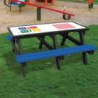 NBB Ludo/4-In-A-Row Activity Top Recycled Plastic Table with Benches - Blue