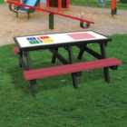 NBB Ludo/4-In-A-Row Activity Top Recycled Plastic Table with Benches - Cranberry Red