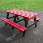 NBB Junior Small 120cm Recycled Plastic Picnic Table - Cranberry Red