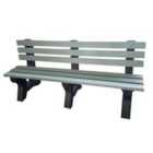 NBB Recycled Plastic 3-4 Person Park Seat With Back - Grey