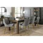 Cannes Dark Oak 8-10 Seater Dining Table, 8 Grey Chairs