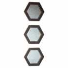 Crossland Grove Cowford Set Of 3 Hexagonal Mirrors Grey - 355 x 305mm