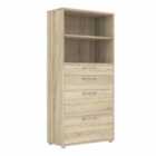 Prima Bookcase 1 Shelf With 2 Drawers And 2 File Drawers In Oak Effect