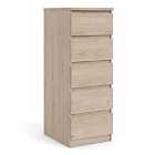 Naia Narrow Chest Of 5 Drawers In Jackson Hickory Oak Effect