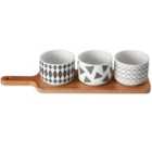 Premier Housewares Patterned Round Dishes with Soiree Serving Board - Set of 3
