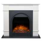 Adam 2kW Chesterfield Electric Fireplace Suite In White & Charcoal Grey 44 Inch