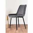 Furniture Box 2 x Pesaro Velvet Black Metal Leg Contemporary Luxury Dining Chairs Set Grey