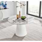 Furniture Box Palma White Marble Effect Round 4 Seater Dining Table