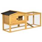 Pawhut Outdoor Rabbit Hutch/Run Design W/ Ramp And Water-Resistant Paint