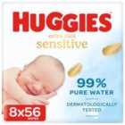 Huggies Extra Care Sensitive 99% Water Baby Wipes, Big Pack 8 x 56 per pack