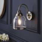 The Lighting Edit Catio Satin Antique brass effect Wired LED Wall light