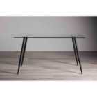 Cosmo Clear Tempered Glass 6 Seater Dining Table With Black Legs