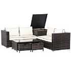 Outsunny Rattan 4 Piece Sofa Set with Storage - Brown