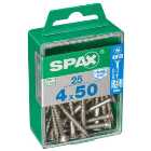Spax Tx Countersunk Stainless Steel Screws - 4 X 50mm Pack Of 25