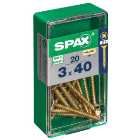 Spax Pz Countersunk Zinc Yellow Screws - 3 X 40mm Pack Of 20