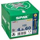 Spax Pz Countersunk Yellox Screws - 4.5x60mm Pack Of 100