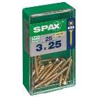 Spax Pz Countersunk Zinc Yellow Screws - 3 X 25mm Pack Of 25