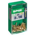 Spax Pz Countersunk Zinc Yellow Screws - 3 X 16mm Pack Of 25