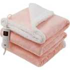 Glamhaus Heated Throw Electric Fleece Over Blanket Sofa Bed Large 160 X 130Cm - Light Pink