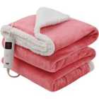 Glamhaus Heated Throw Electric Fleece Over Blanket Sofa Bed Large 160 X 130Cm - Dark Pink