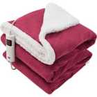 Glamhaus Heated Throw Electric Fleece Over Blanket Sofa Bed Large 160 X 130Cm - Deep Pink