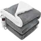 Glamhaus Heated Throw Electric Fleece Over Blanket Sofa Bed Large 160 X 130Cm - Grey