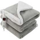 Glamhaus Heated Throw Electric Fleece Over Blanket Sofa Bed Large 160 X 130Cm - Light Grey