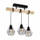 Eglo Industrial Style Caged Black Steel 3-light Ceiling Light