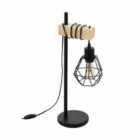 Eglo Industrial Style Table Lamp With Caged Black Shade