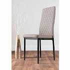 Furniture Box 6 x Cappuccino Beige Faux Leather Milan Modern Dining Chairs Black Leg