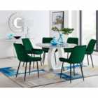 Furniture Box Giovani Round Grey Large 120Cm Table And 6 x Green Pesaro Black Leg Chairs