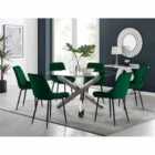 Furniture Box Vogue Round Dining Table And 6 x Green Pesaro Black Leg Chairs