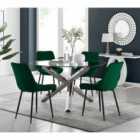 Furniture Box Vogue Round Dining Table And 4 x Green Pesaro Black Leg Chairs