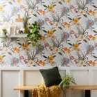 Tropical Floral White Wallpaper