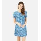 Yumi Bright Blue Ditsy Floral Mini Tunic Dress