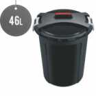 Sterling Ventures Heavy Duty Plastic Garden Waste Rubbish Dust Bin With Locking Lid 46L (black)