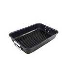 Ivy Cottage Twin Diamond Coated Non-stick Large Roaster With Rack - Black