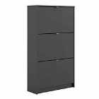 Shoes Hallway Storage Cabinet w/ 3 Doors, 2 Layers Black